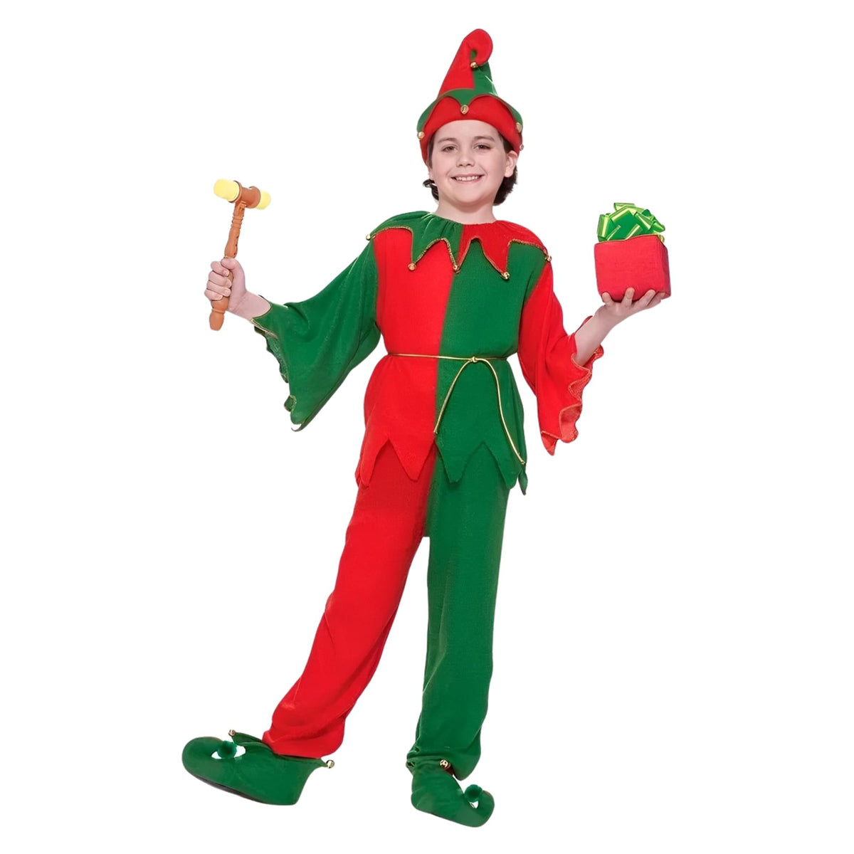 Santa's Elf Costume With Jingle Bells Child - kids-costume