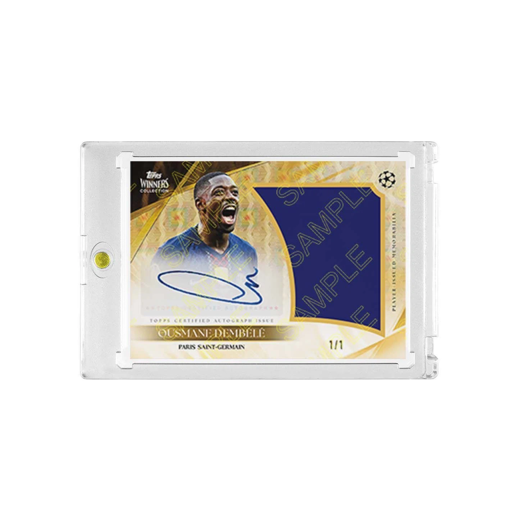 Ousmane Dembélé Facsimile Signature Patch Card Fan Made, With Magnetic Protective Card Case